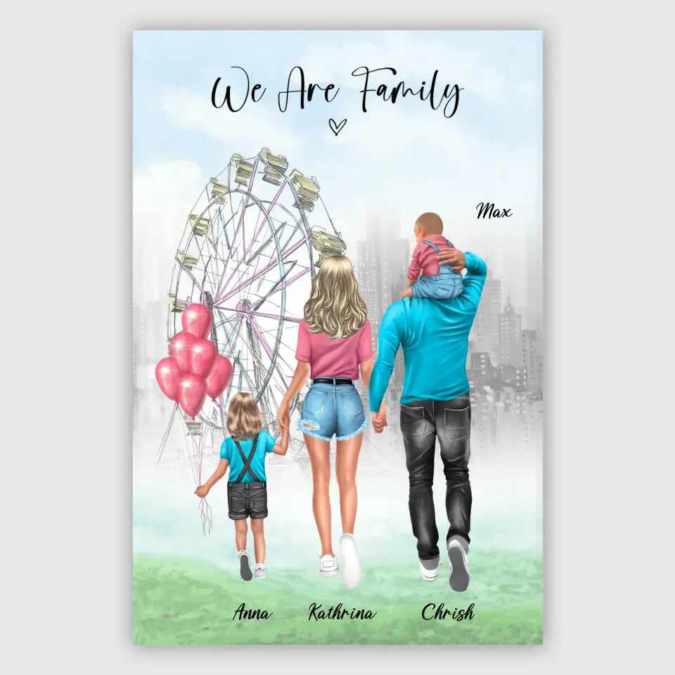 Familie auf dem Rummel - Poster