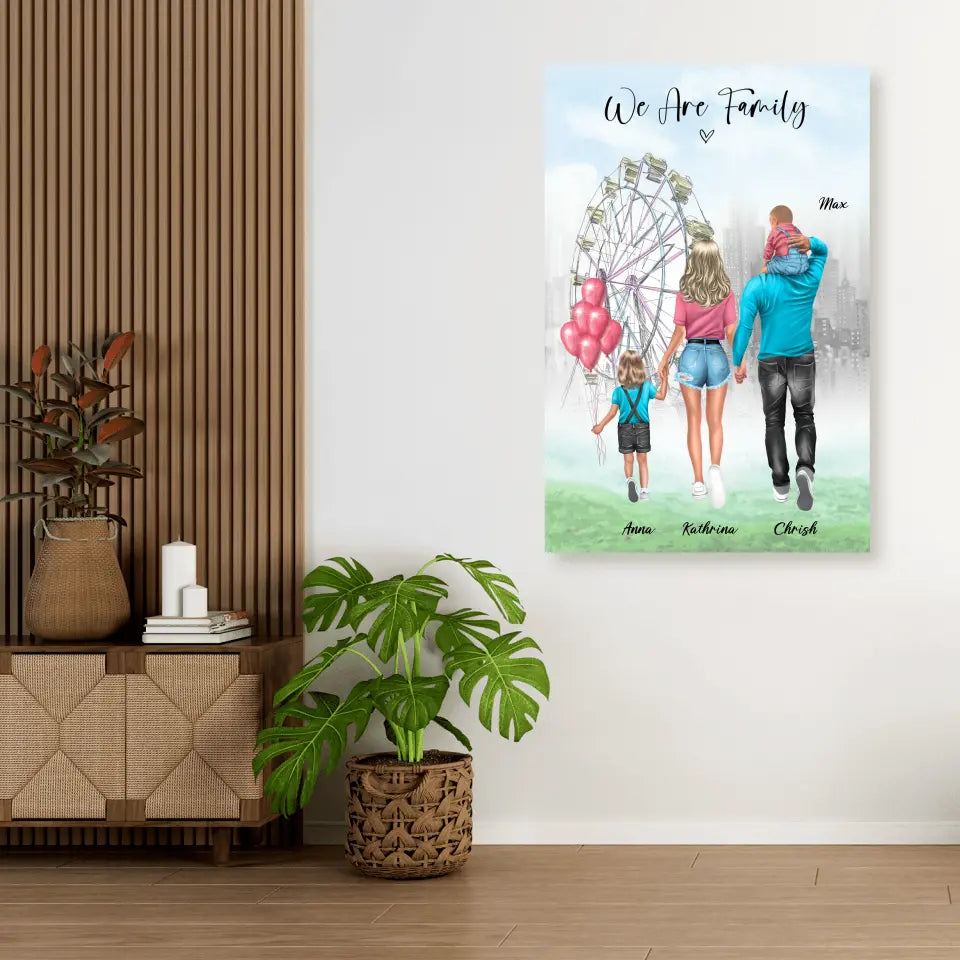 Familie auf dem Rummel - Poster