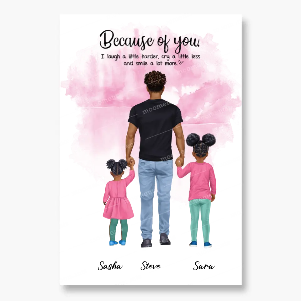 Vater mit zwei Kindern - personalisiertes Geschen - Poster