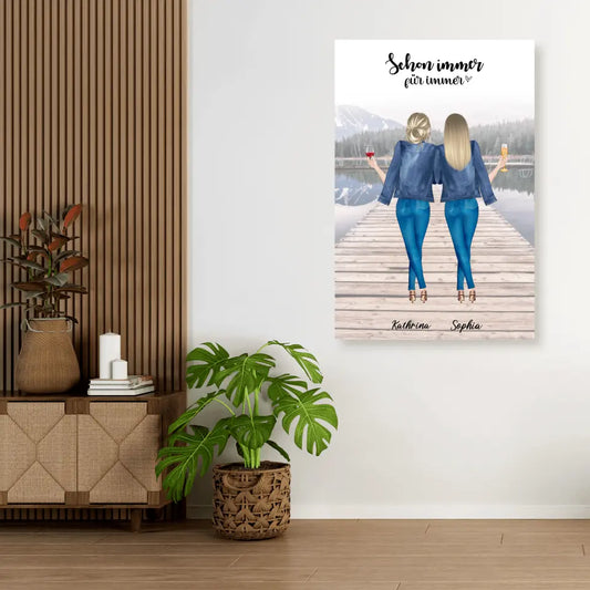 2 Freundinnen - individuelles Geschenk - Leinwand