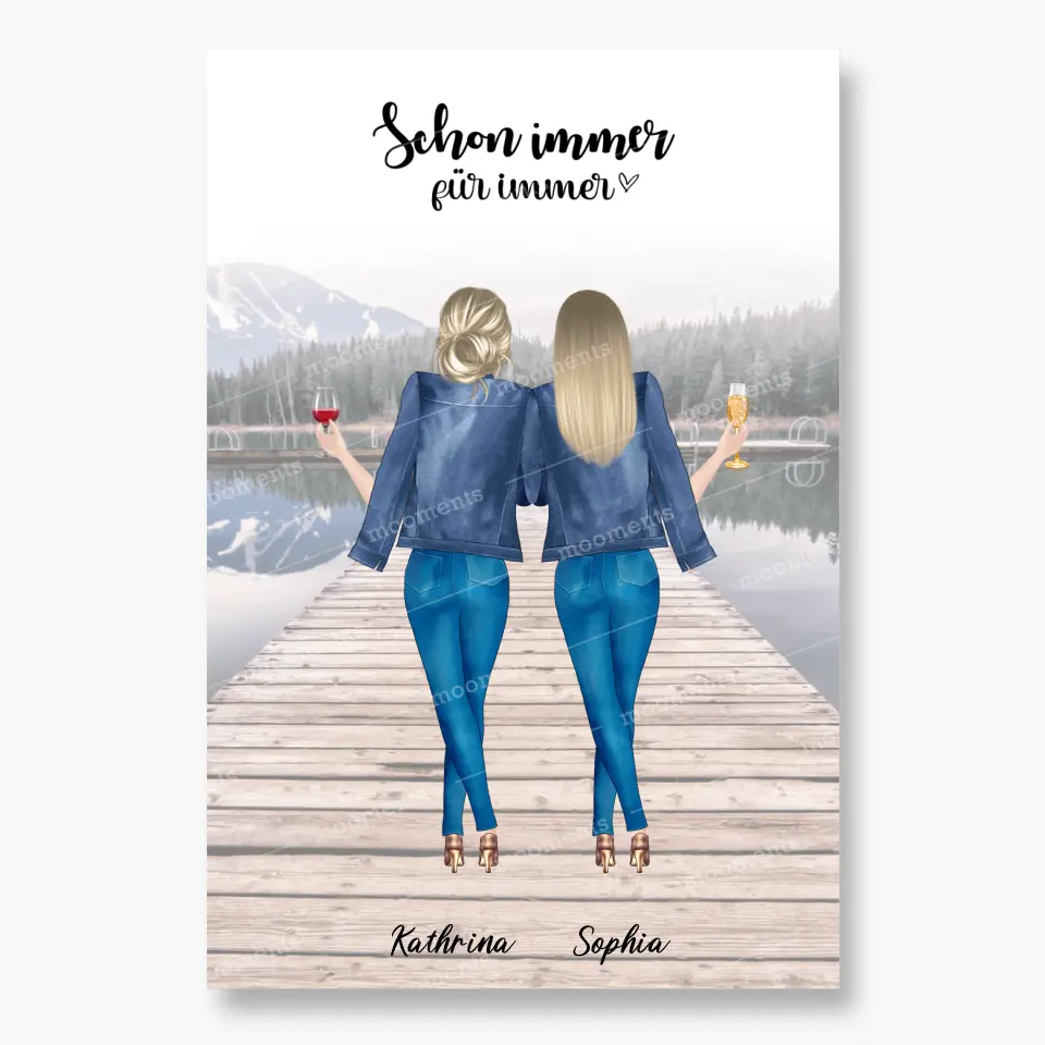 2 Freundinnen - individuelles Geschenk - Leinwand