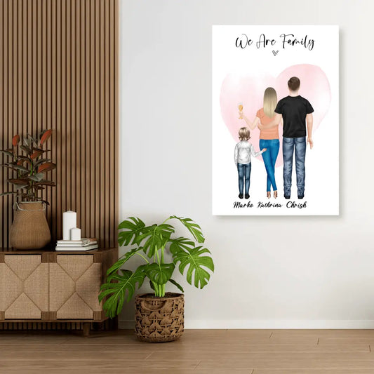 Wir sind Familie - personalisiertes Geschenk - Leinwand