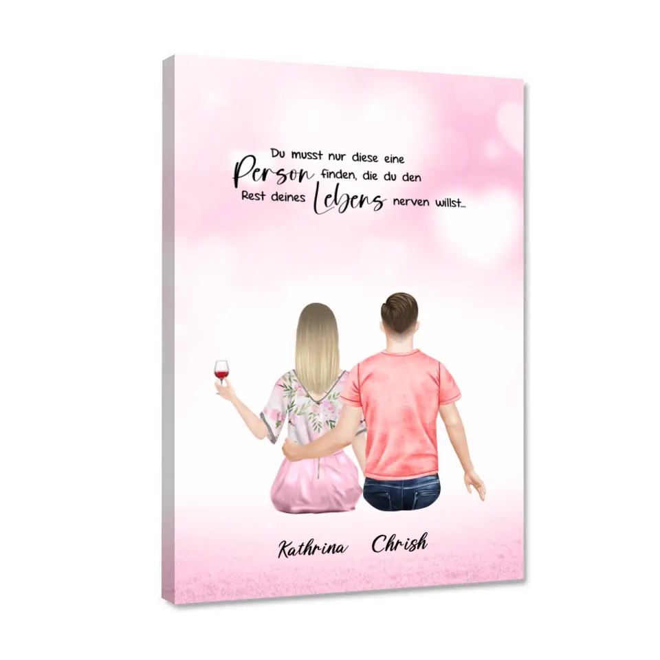 Personalisiertes Geschenk Ehepaar mit neugeborenem Baby - Leinwand