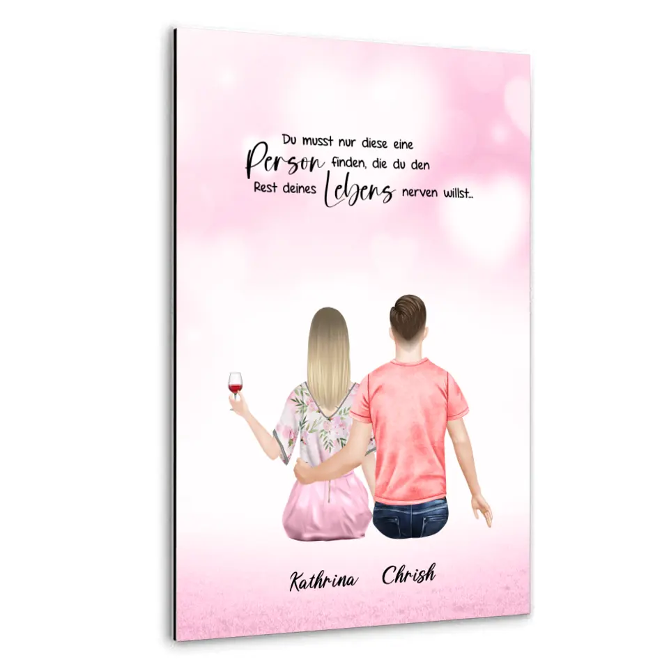 Personalisiertes Geschenk Ehepaar mit neugeborenem Baby - Leinwand