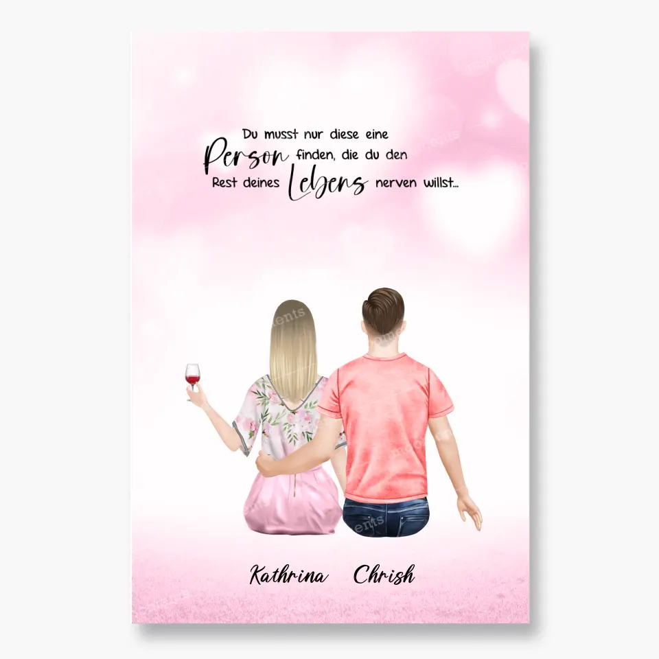 Personalisiertes Geschenk Ehepaar mit neugeborenem Baby - Leinwand