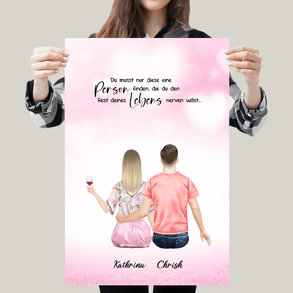 Personalisiertes Geschenk Ehepaar mit neugeborenem Baby - Leinwand