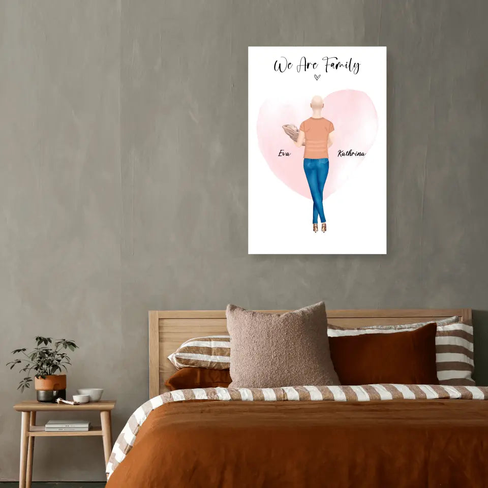 Personalisiertes Geschenk - Mama mit neugeborenem Baby - Leinwand