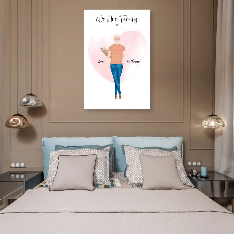 Personalisiertes Geschenk - Mama mit neugeborenem Baby - Leinwand