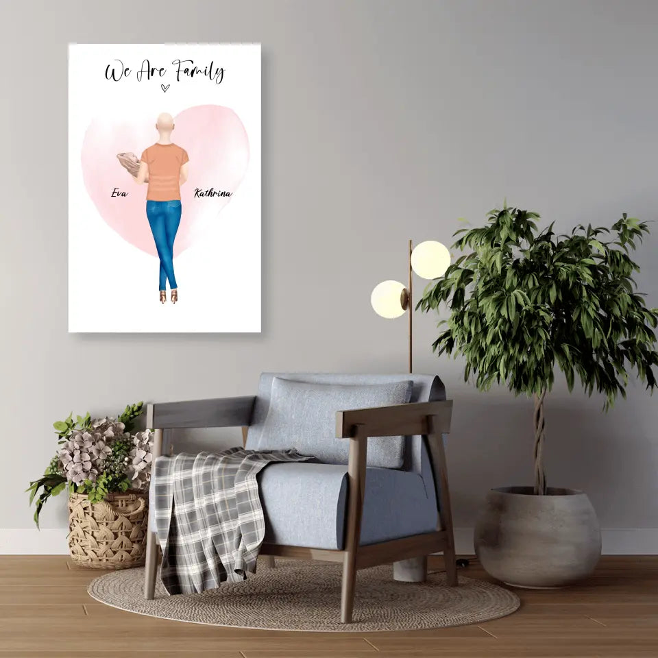 Personalisiertes Geschenk - Mama mit neugeborenem Baby - Leinwand