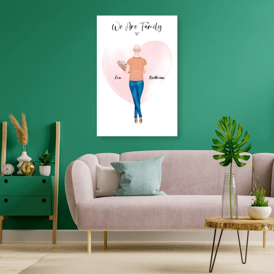 Personalisiertes Geschenk - Mama mit neugeborenem Baby - Leinwand