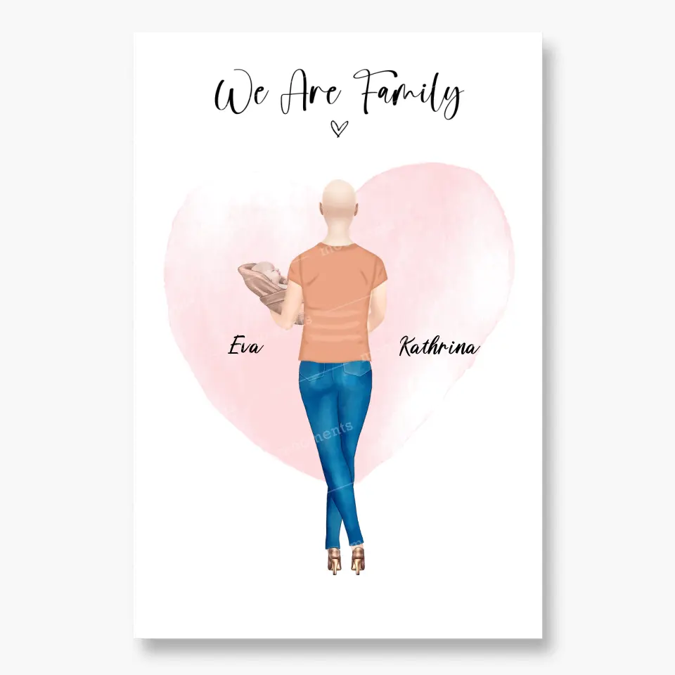 Personalisiertes Geschenk - Mama mit neugeborenem Baby - Leinwand