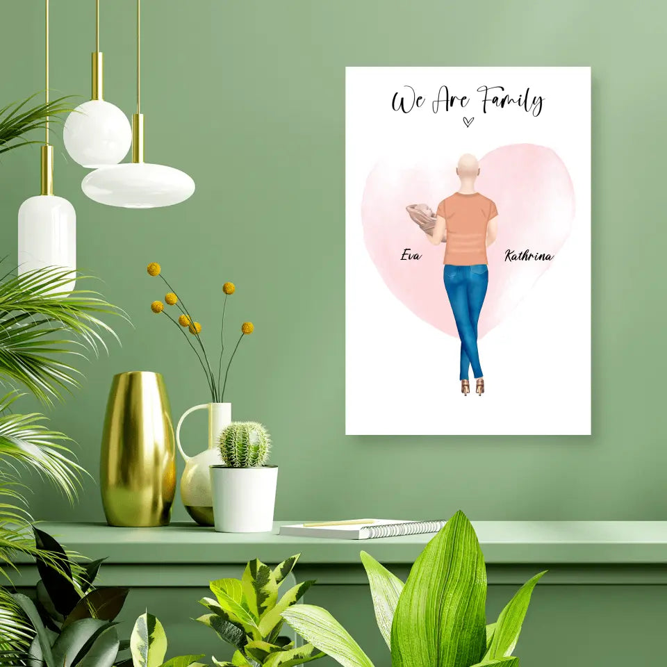 Personalisiertes Geschenk - Mama mit neugeborenem Baby - Leinwand