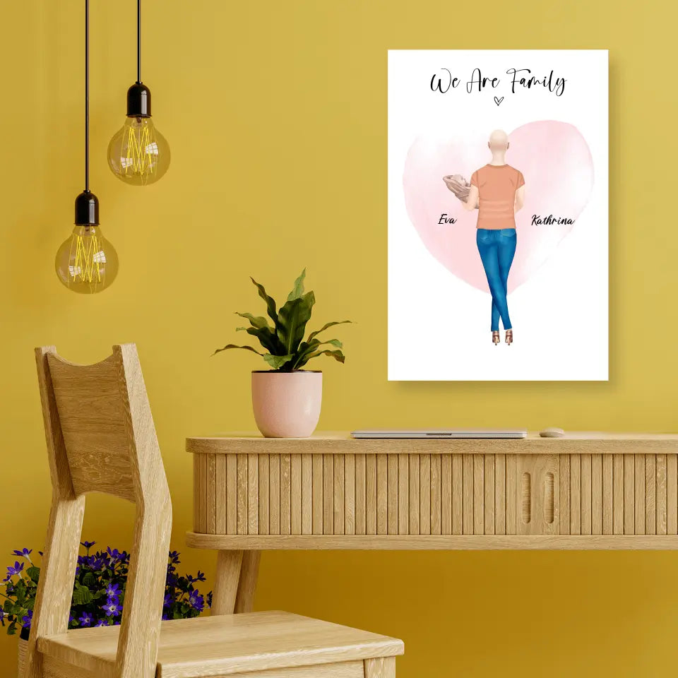 Personalisiertes Geschenk - Mama mit neugeborenem Baby - Leinwand