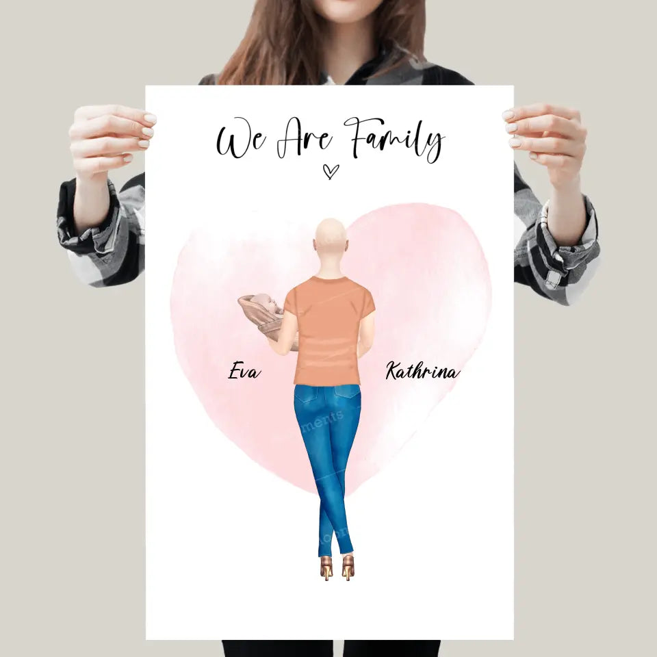 Personalisiertes Geschenk - Mama mit neugeborenem Baby - Leinwand