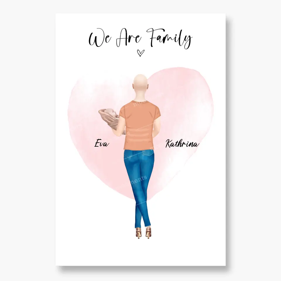 Personalisiertes Geschenk - Mama mit neugeborenem Baby - Leinwand
