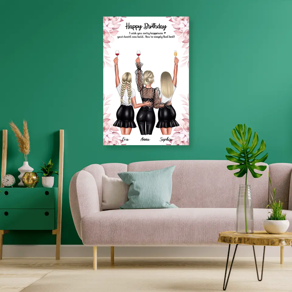 Geschenk ,,3 beste Freundinnen'' - Alu-Dibond