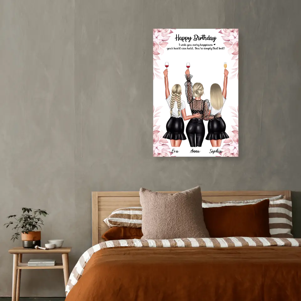 Geschenk ,,3 beste Freundinnen'' - Alu-Dibond