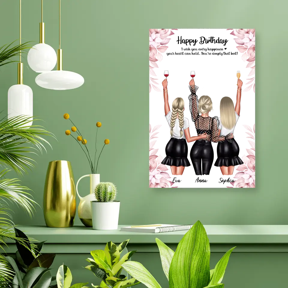 Geschenk ,,3 beste Freundinnen'' - Alu-Dibond