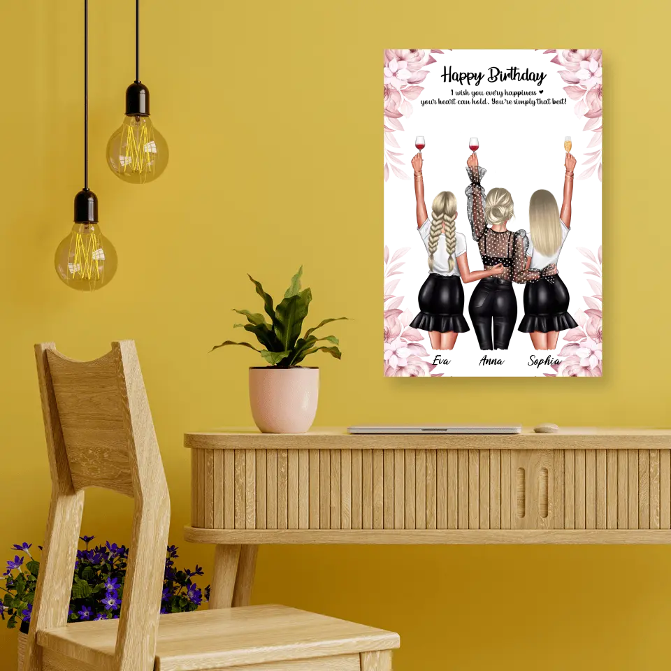 Geschenk ,,3 beste Freundinnen'' - Alu-Dibond