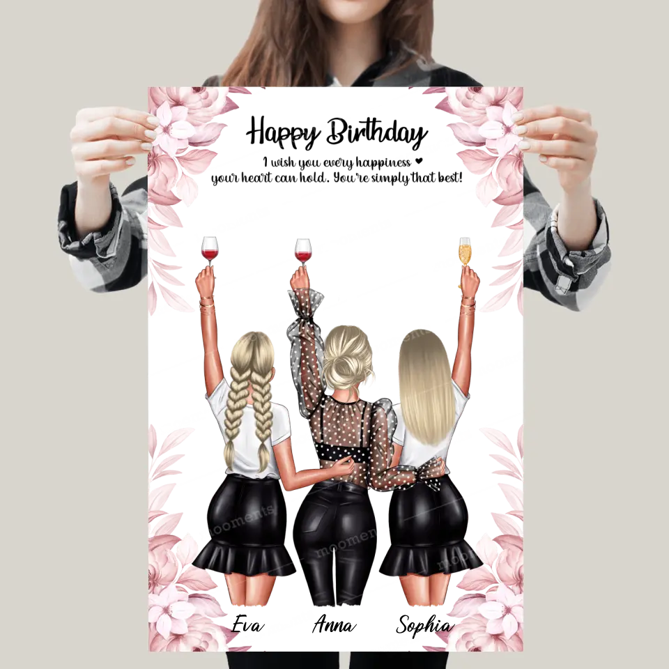 Geschenk ,,3 beste Freundinnen'' - Alu-Dibond