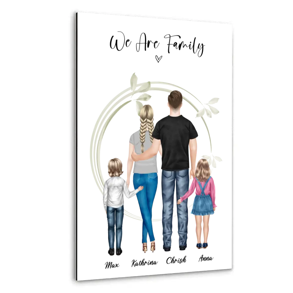 Ehepaar mit Tochter und Sohn - persönliches Wandbild - Alu-Dibond