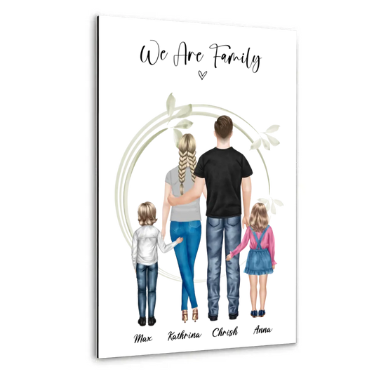 Ehepaar mit Tochter und Sohn - persönliches Wandbild - Alu-Dibond