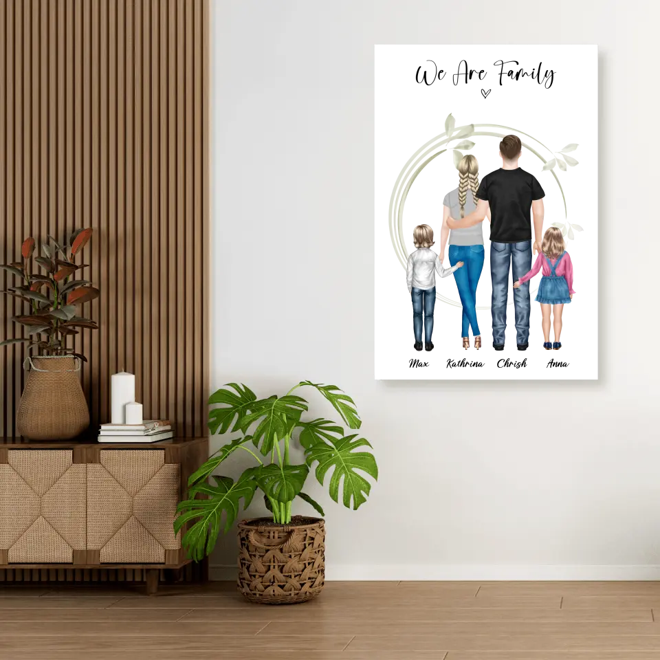 Ehepaar mit Tochter und Sohn - persönliches Wandbild - Alu-Dibond
