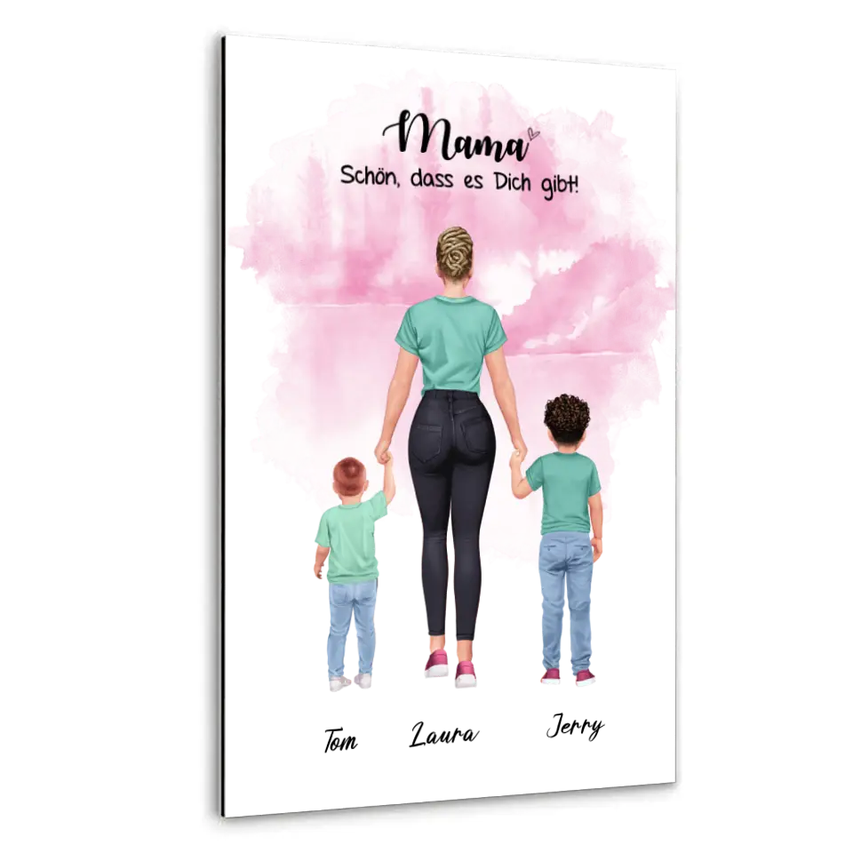 Mutter mit zwei Söhnen - personalisiertes Geschenk - Alu-Dibond