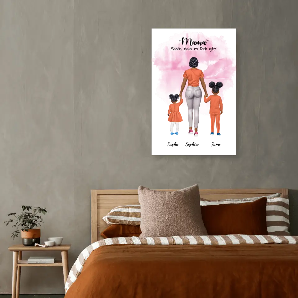 Mutter mit zwei Mädchen - personalisiertes Geschenk - Alu-Dibond