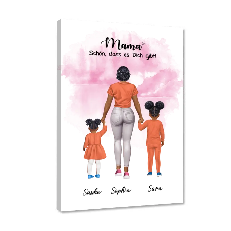 Mutter mit zwei Mädchen - personalisiertes Geschenk - Alu-Dibond