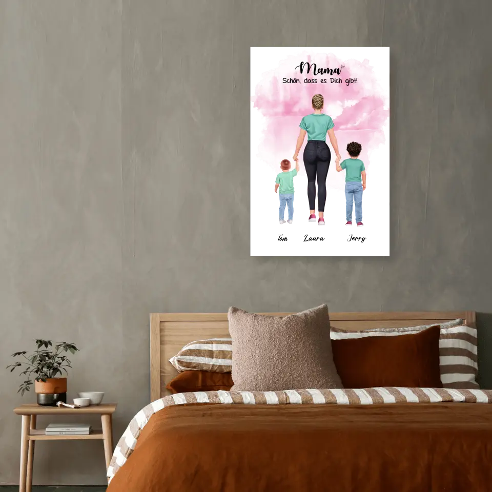 Mutter mit zwei Söhnen - personalisiertes Geschenk - Alu-Dibond