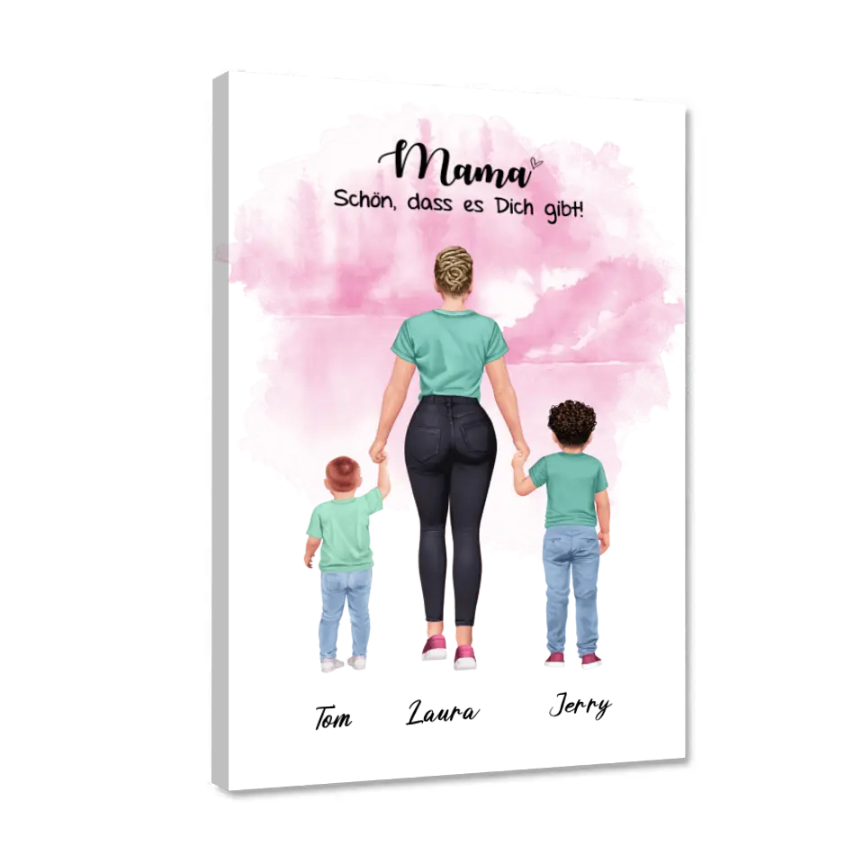 Mutter mit zwei Söhnen - personalisiertes Geschenk - Alu-Dibond