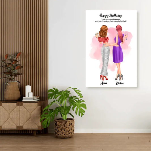 2 Freundinnen personalisiertes Partygeschenk - Poster