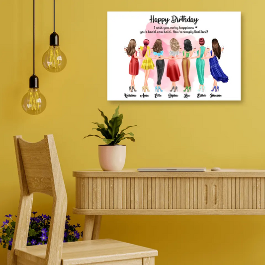 7 Freundinnen Bild Geschenk personalisiert - Poster