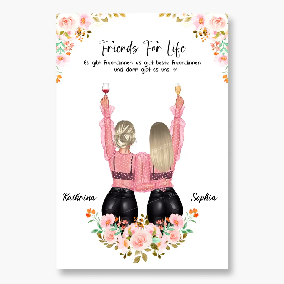 Geschenk für die beste Freundin Floral - Leinwand