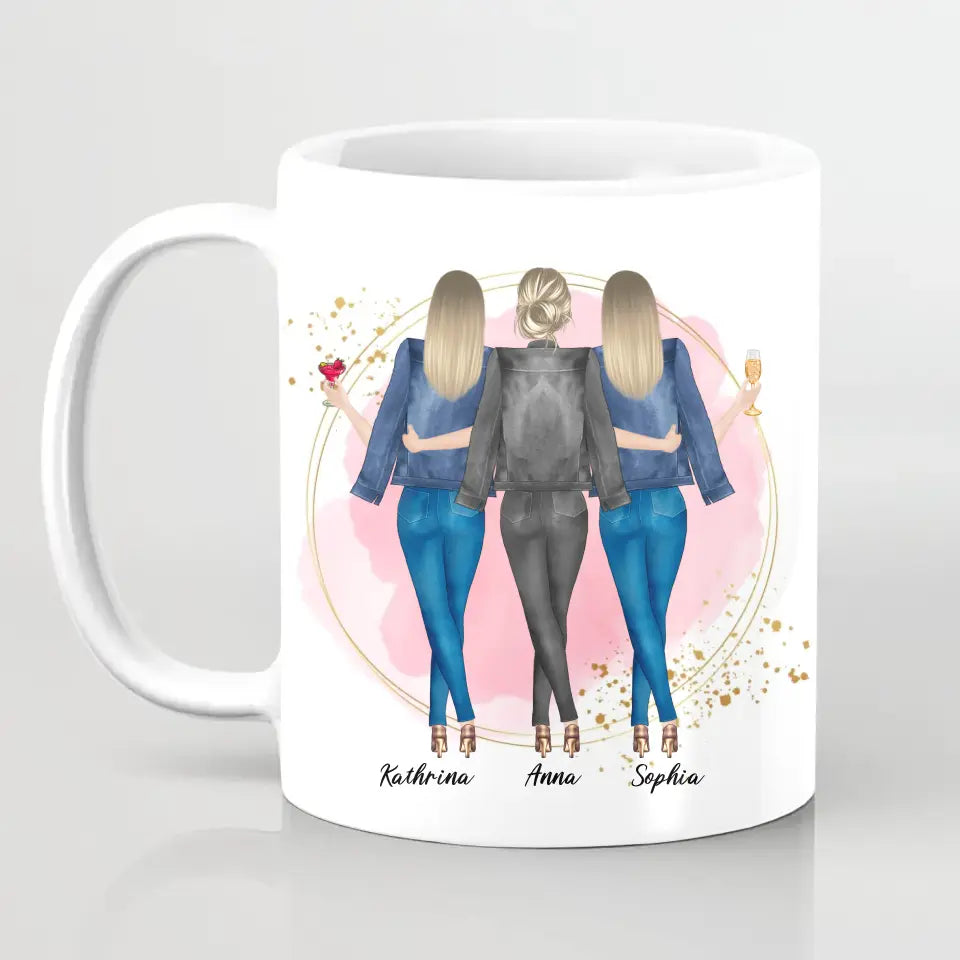 3 Freundinnen - individuelles Geschenk - Herz Tassen