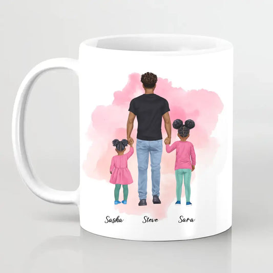 Vater mit zwei Mädchen - personalisiertes Geschenk - Tassen