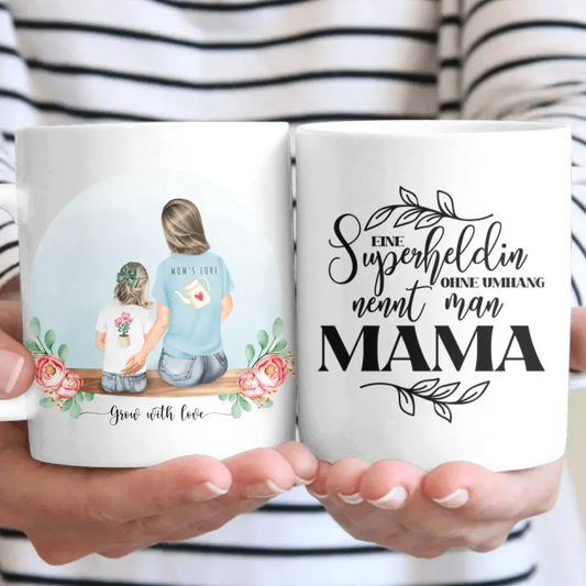Personalisiertes Familienporträt - Mutter und Mädchen - Tassen