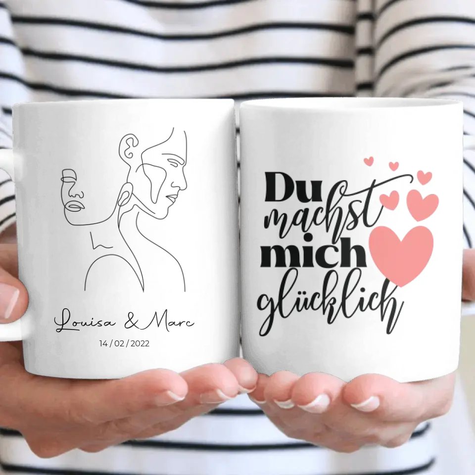 Pärchen-Bild ,,Die Kunst der Liebe" - Herz Tassen