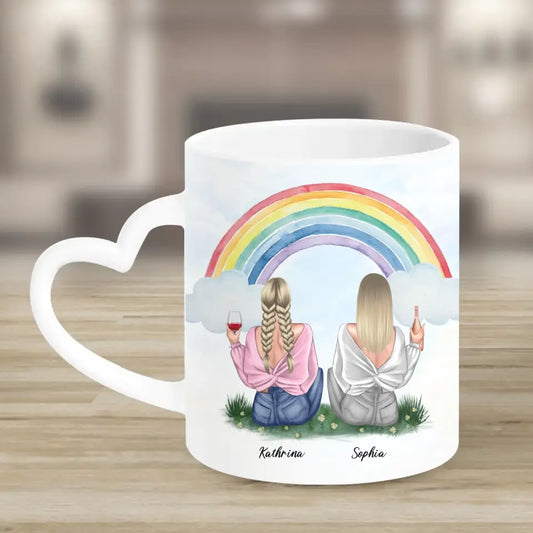Geschenk für bunte Freundin - Herz Tassen