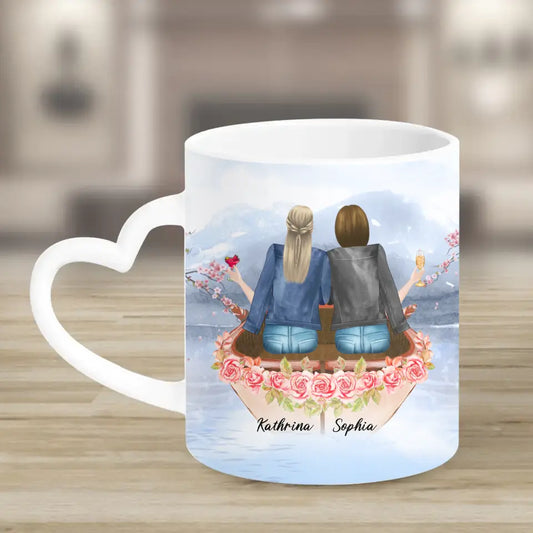 Freundin im Liebesboot - Herz Tassen