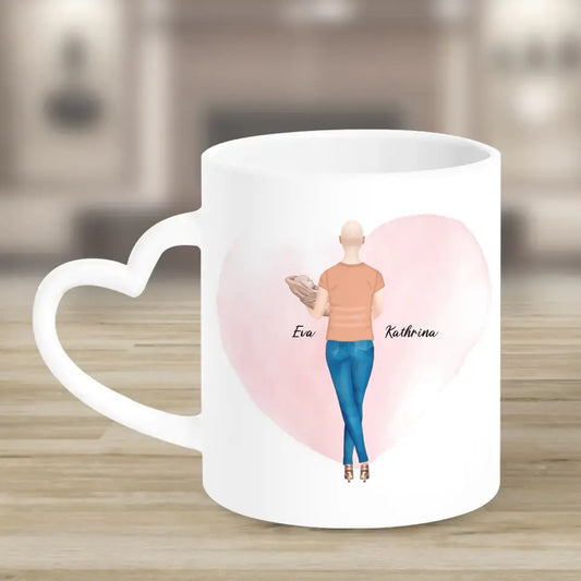 Personalisiertes Geschenk - Mama mit neugeborenem Baby - Herz Tassen