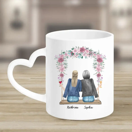 Mama und Tochter in der Schaukel - Herz Tassen