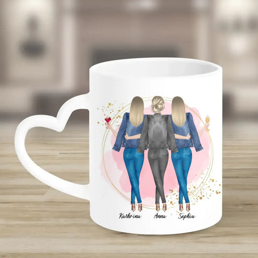 3 Freundinnen - individuelles Geschenk - Herz Tassen