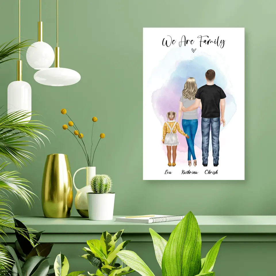 Ehepaar mit Tochter - persönliches Wandbild - Poster