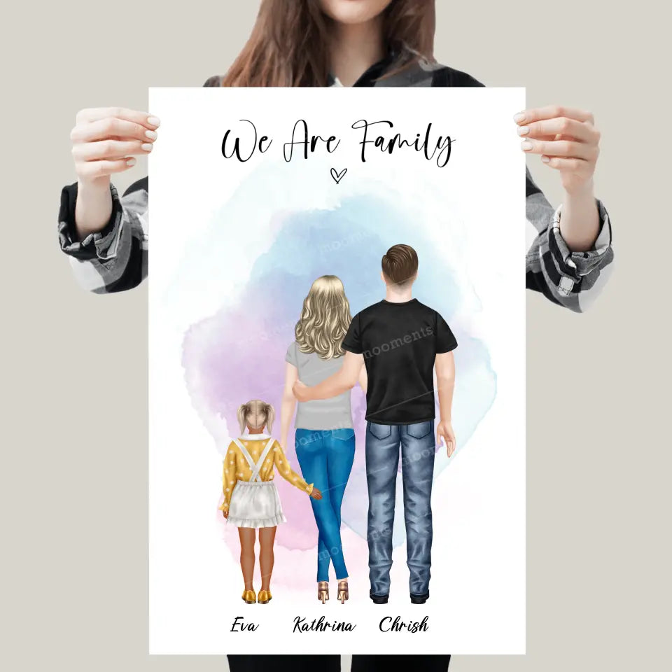 Ehepaar mit Tochter - persönliches Wandbild - Poster