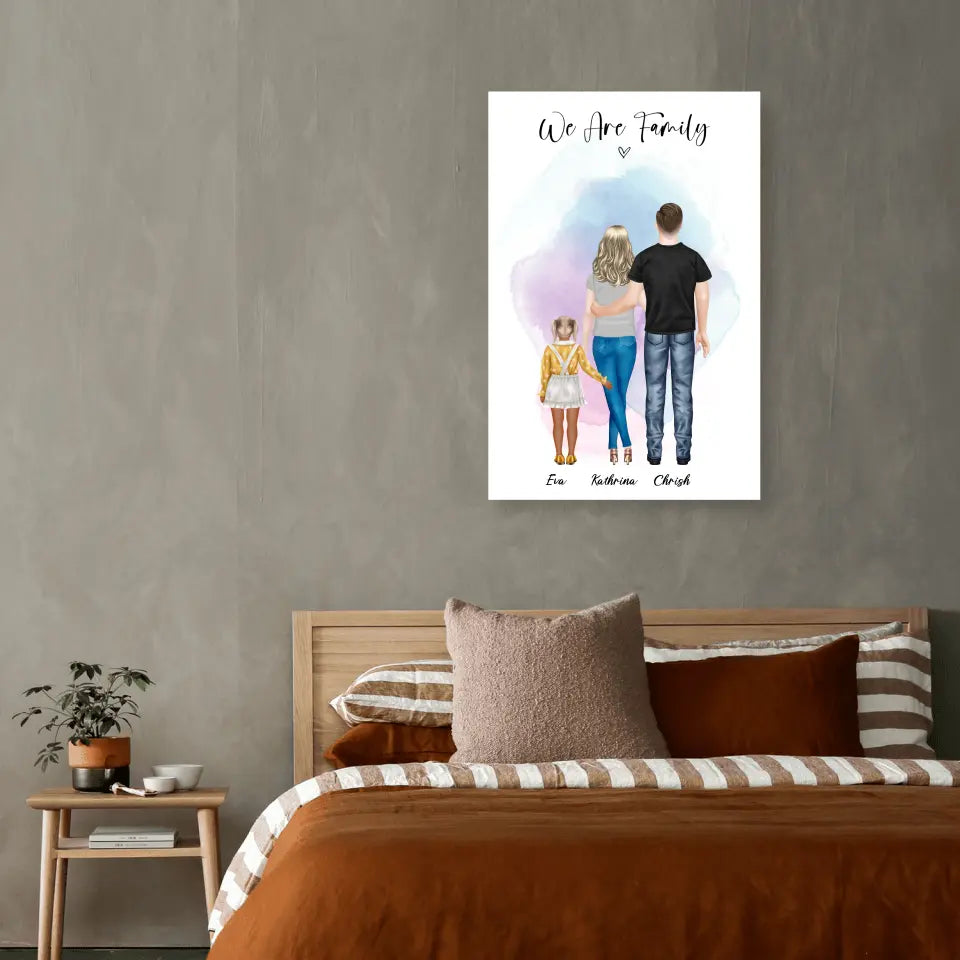 Ehepaar mit Tochter - persönliches Wandbild - Poster