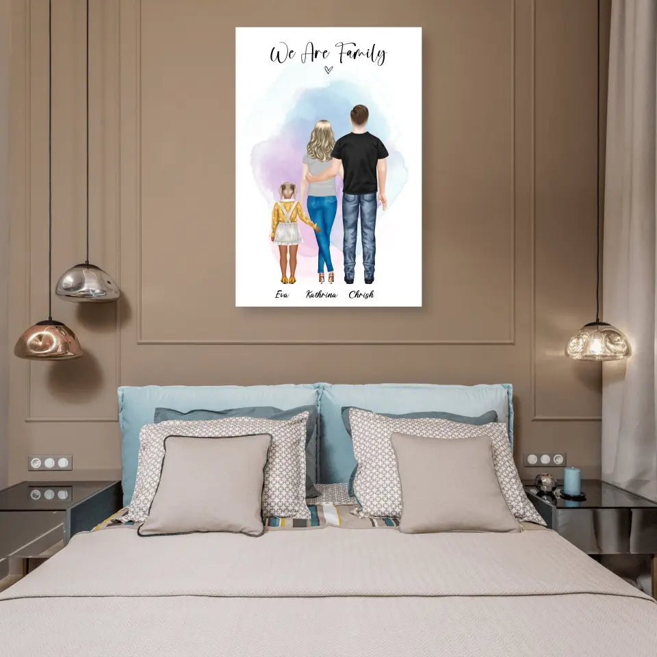 Ehepaar mit Tochter - persönliches Wandbild - Poster