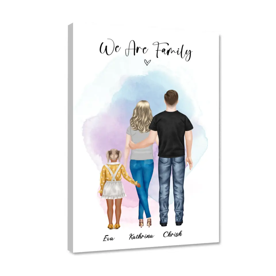 Ehepaar mit Tochter - persönliches Wandbild - Poster