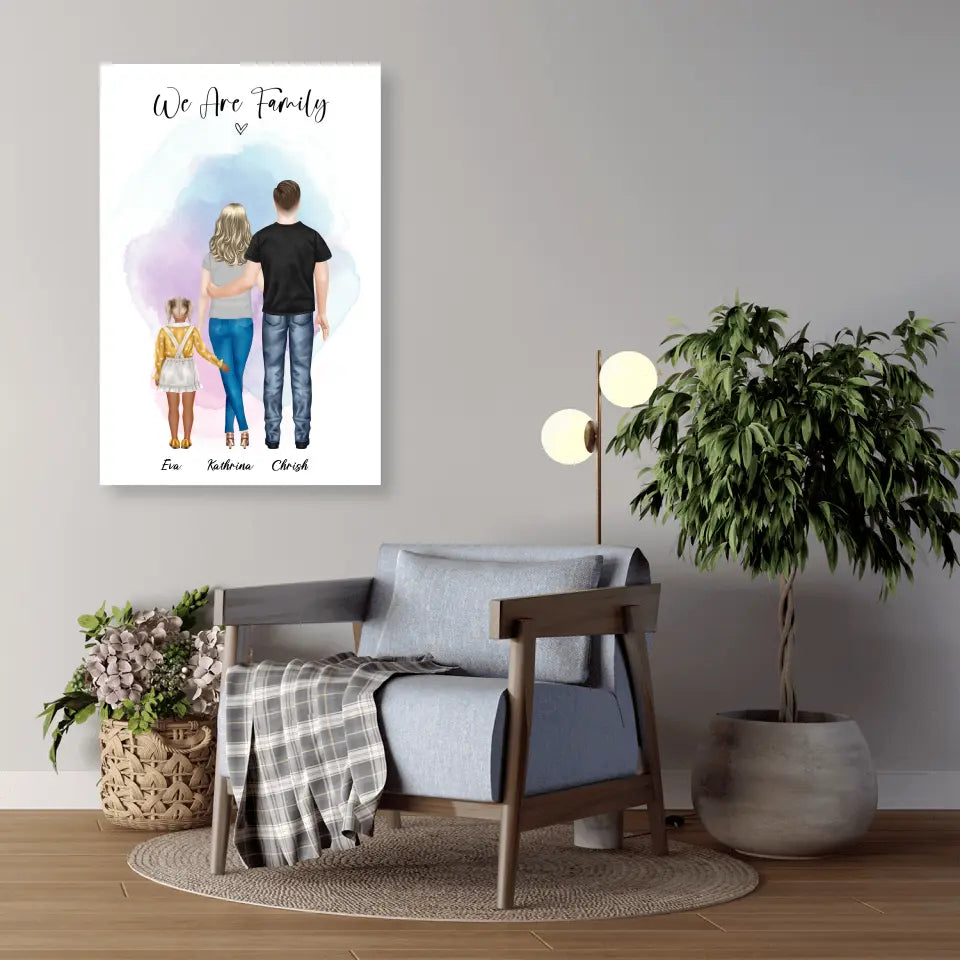 Ehepaar mit Tochter - persönliches Wandbild - Poster